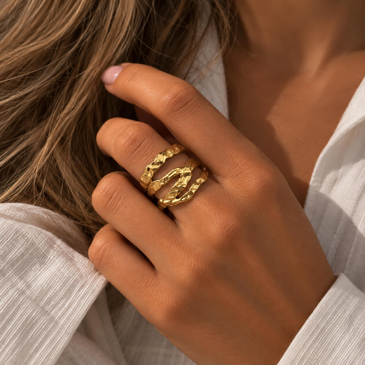 Wolff Jewelry Bastic Big Ring Ringe 18 karat guldbelagt