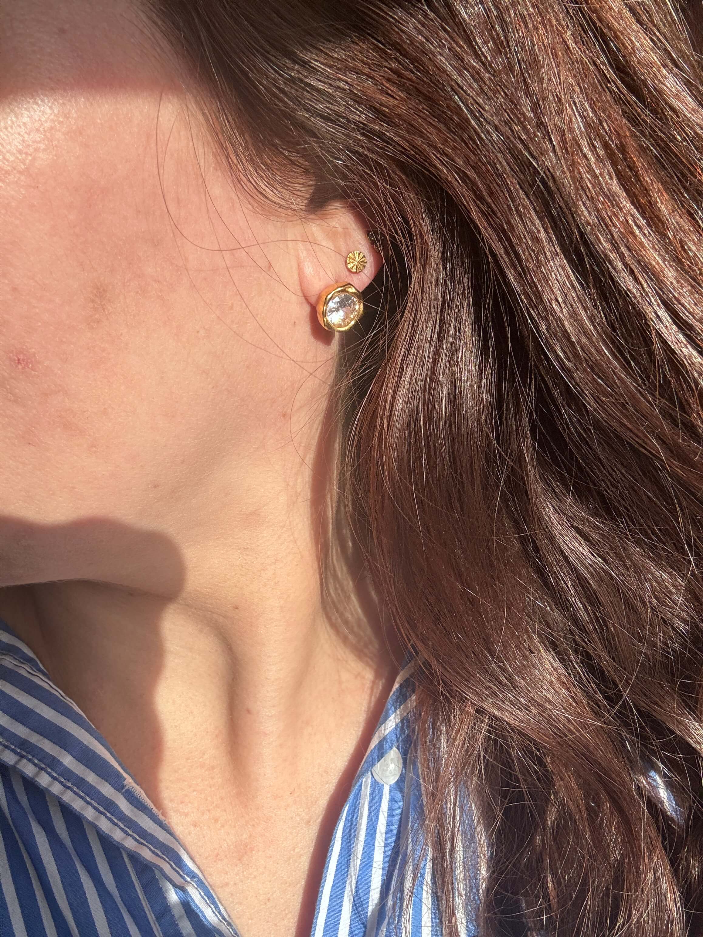 Wolff Jewelry Boble Crystal Earstud Ringe 18 karat guldbelagt