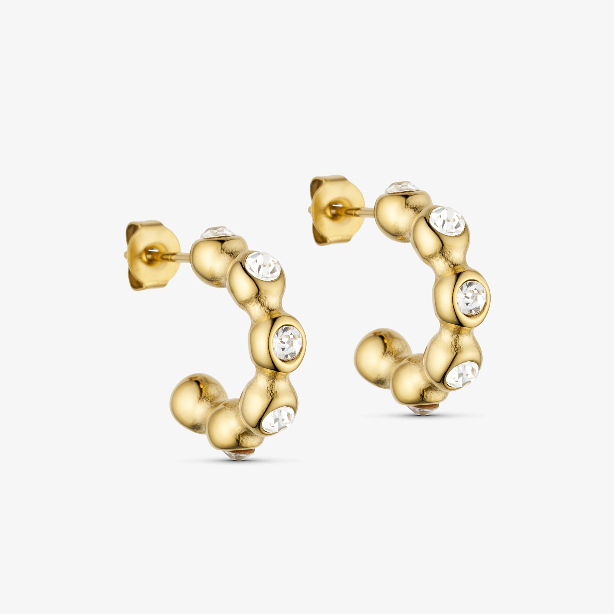 Wolff Jewelry Boble Crystal Hoops Øreringe 18 karat guldbelagt