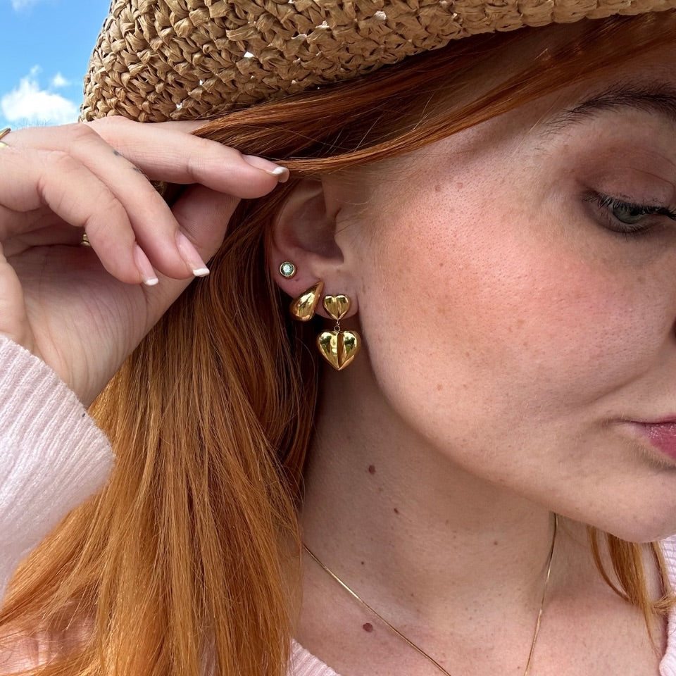 Wolff Jewelry Bomby Heart Earrings Øreringe 18 karat guldbelagt