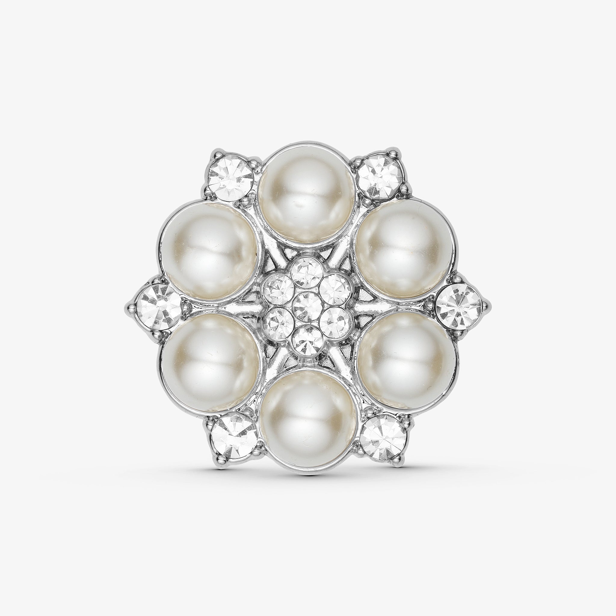 Wolff Jewelry Button Cover - Big Pearl Flower Button Covers Hvid