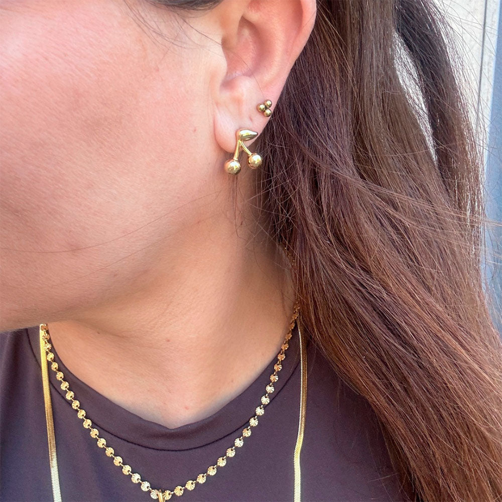 Wolff Jewelry Cherry Mini Stud Øreringe 18 karat guldbelagt