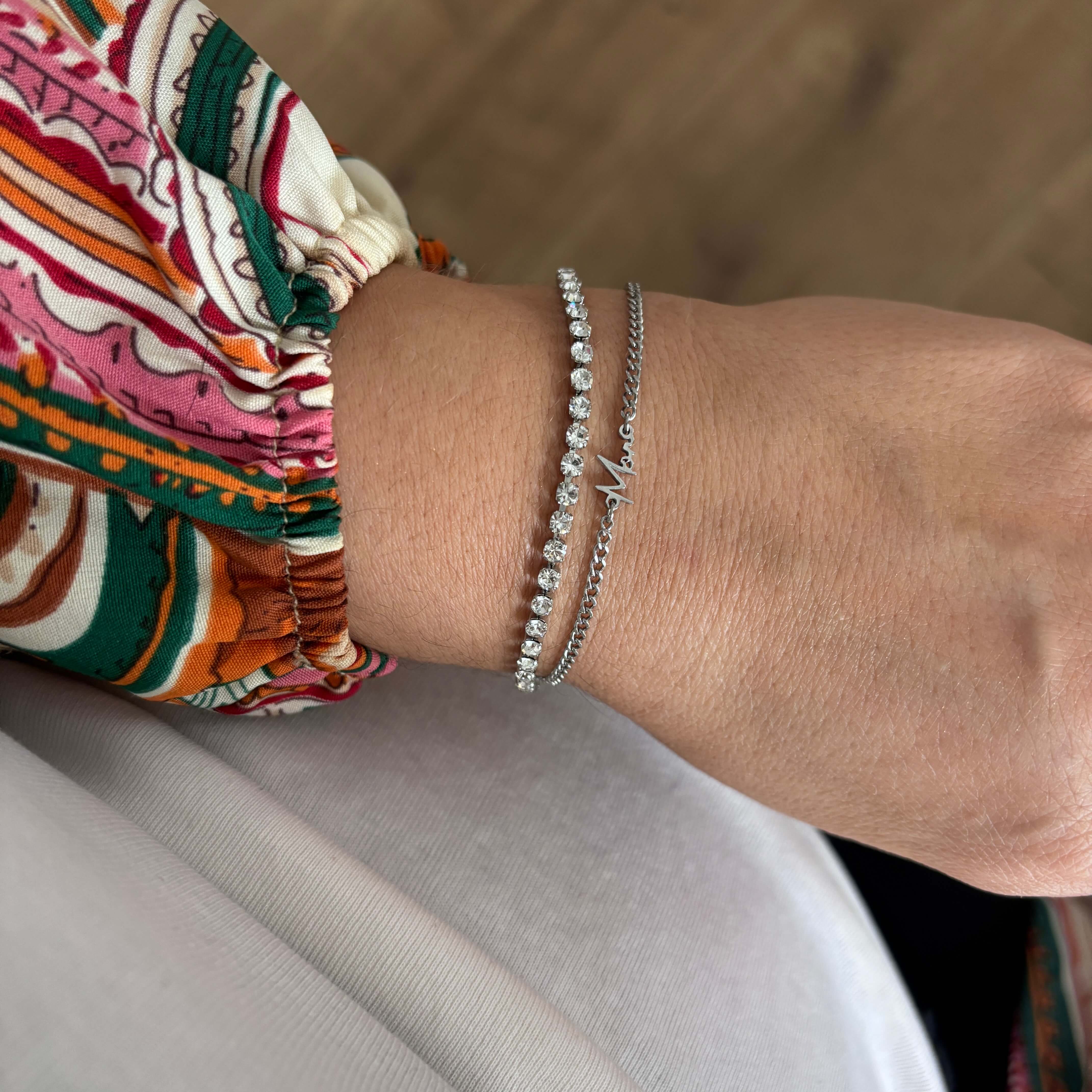 Wolff Jewelry Crystal Tennis Bracelet Armbånd Sølvfarvet