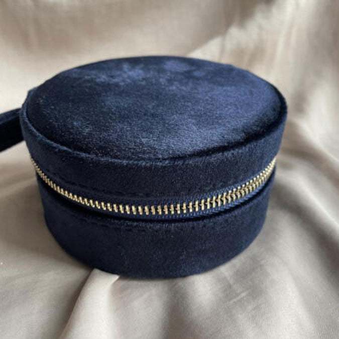 Wolff Jewelry Jewelry Round Box w. mirror Smykkeskrin Mørkeblå