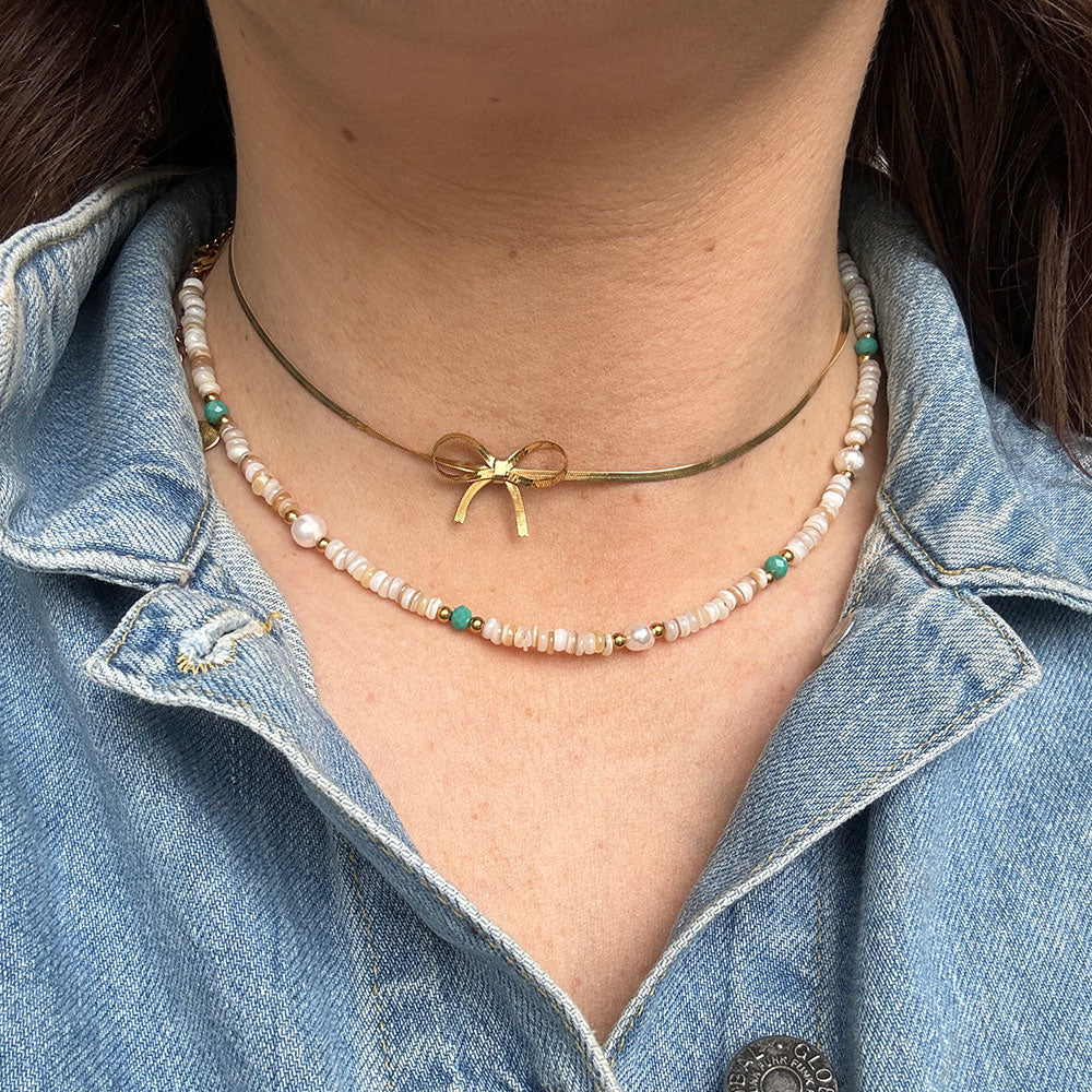 Wolff Jewelry Kleo Bow Necklace 2mm Halskæder 18 karat guldbelagt