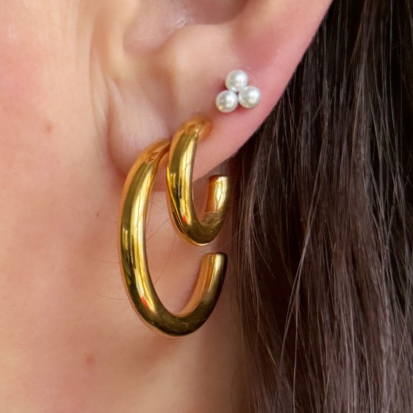 Wolff Jewelry Laura Mini Pearl Earstud Øreringe 18 karat guldbelagt