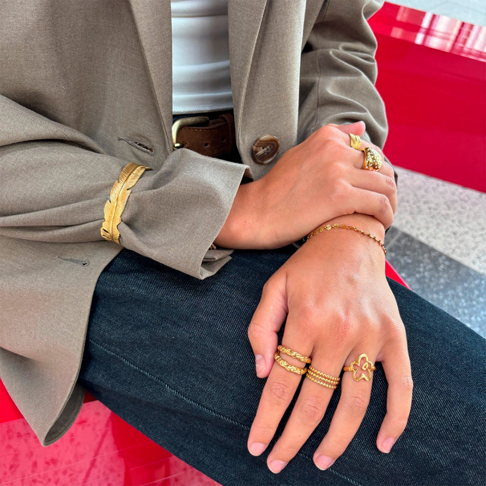 Wolff Jewelry Leafy Bangle Armbånd 18 karat guldbelagt