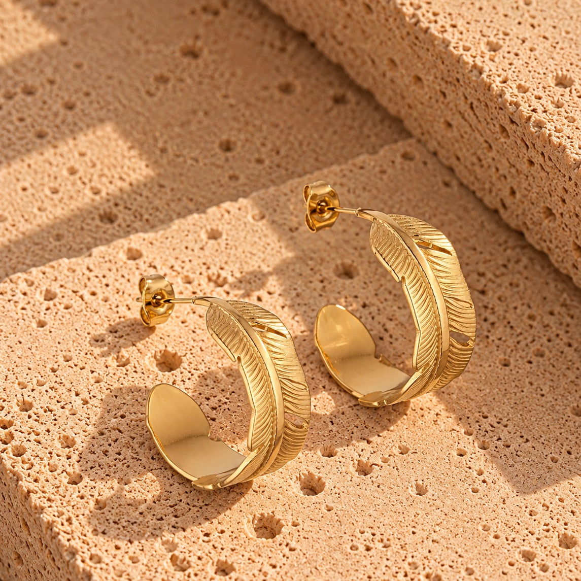 Wolff Jewelry Leafy Hoops Øreringe 18 karat guldbelagt