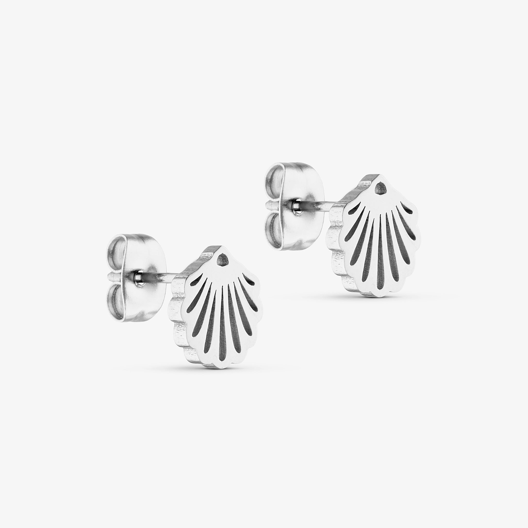 Wolff Jewelry Open Shell Earstud Øreringe Sølvfarvet
