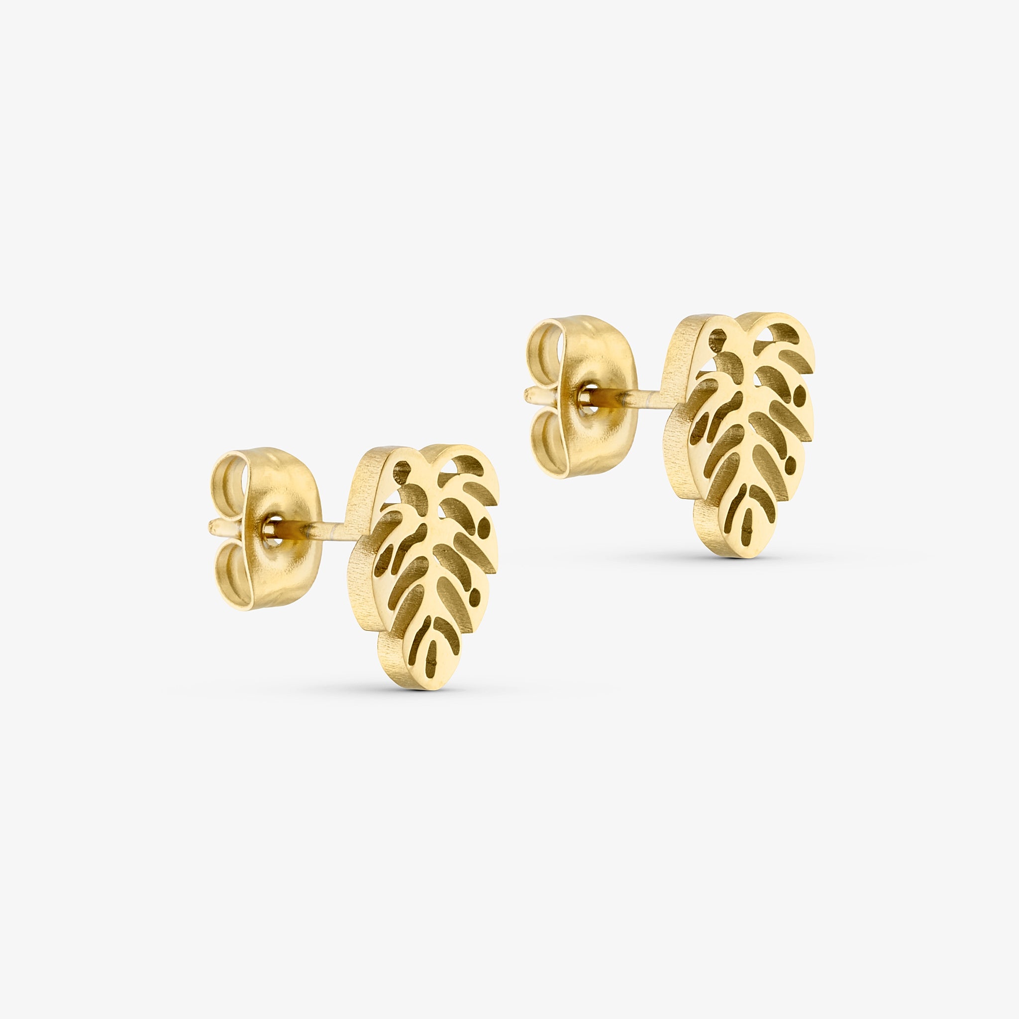 Wolff Jewelry Palm Leaf Earstud Øreringe 18 karat guldbelagt