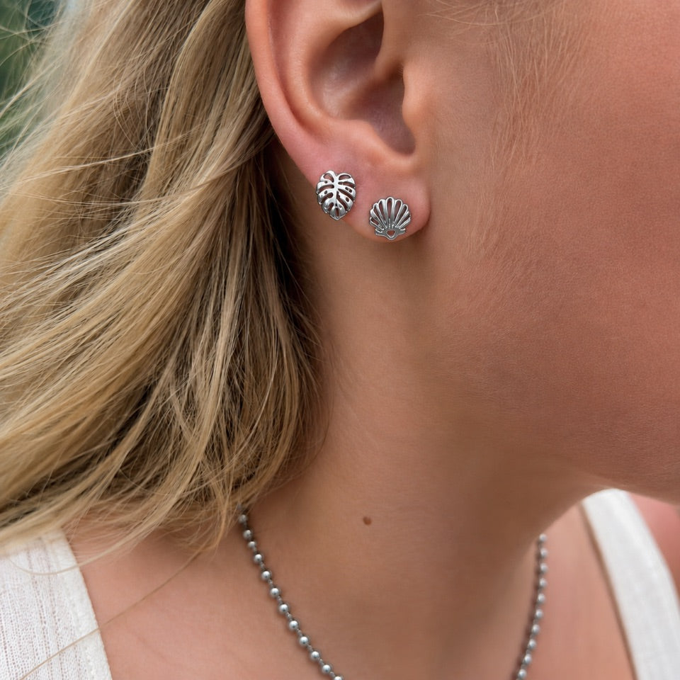 Wolff Jewelry Palm Leaf Earstud Øreringe Sølvfarvet