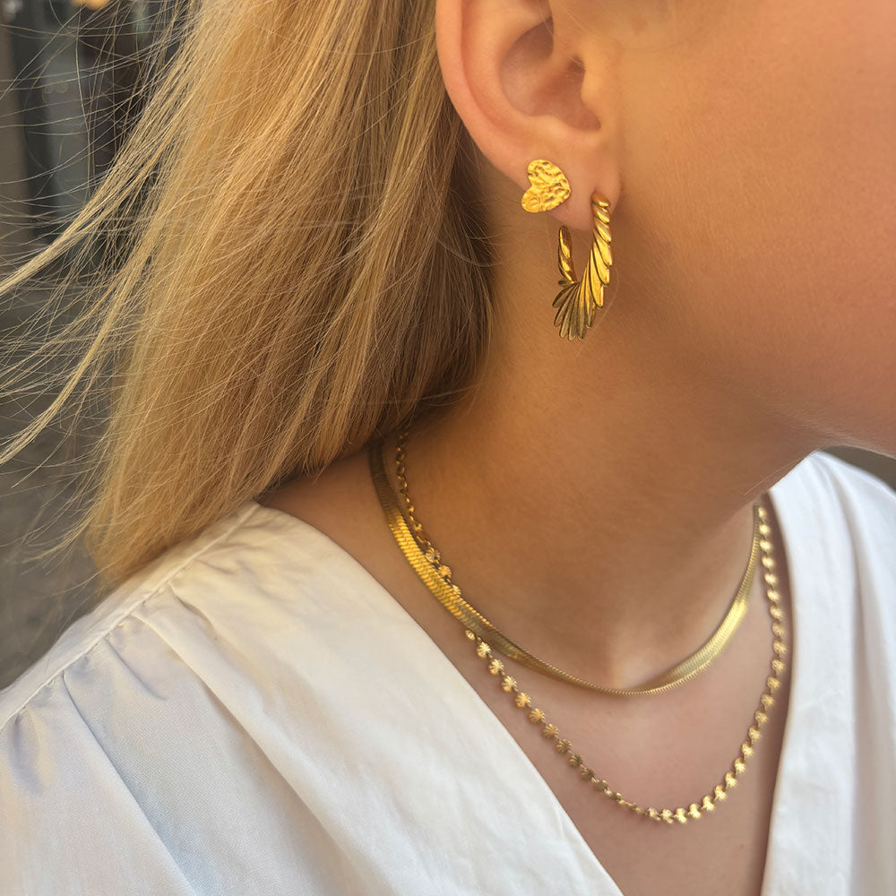 Wolff Jewelry Rustic Heart Earstud Øreringe 18 karat guldbelagt