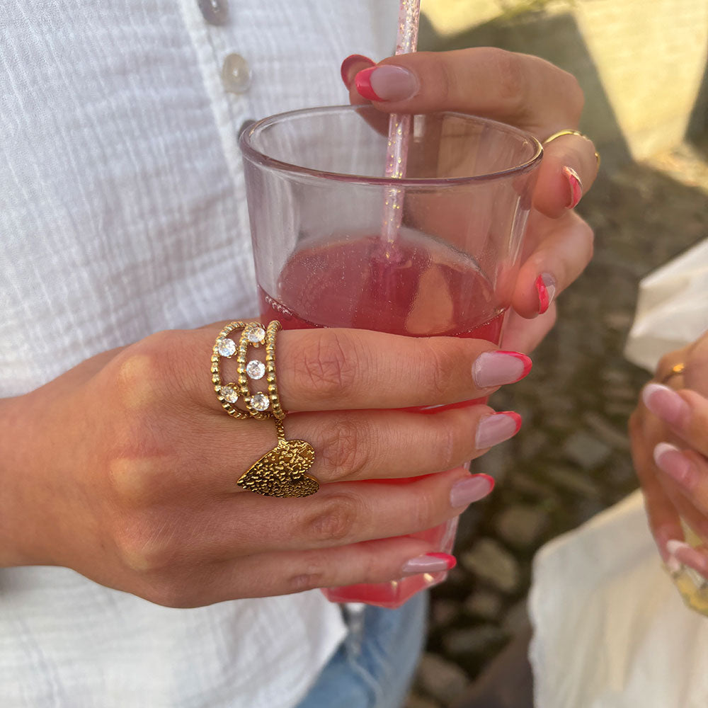 Wolff Jewelry Rustic Heart Ring Ringe 18 karat guldbelagt