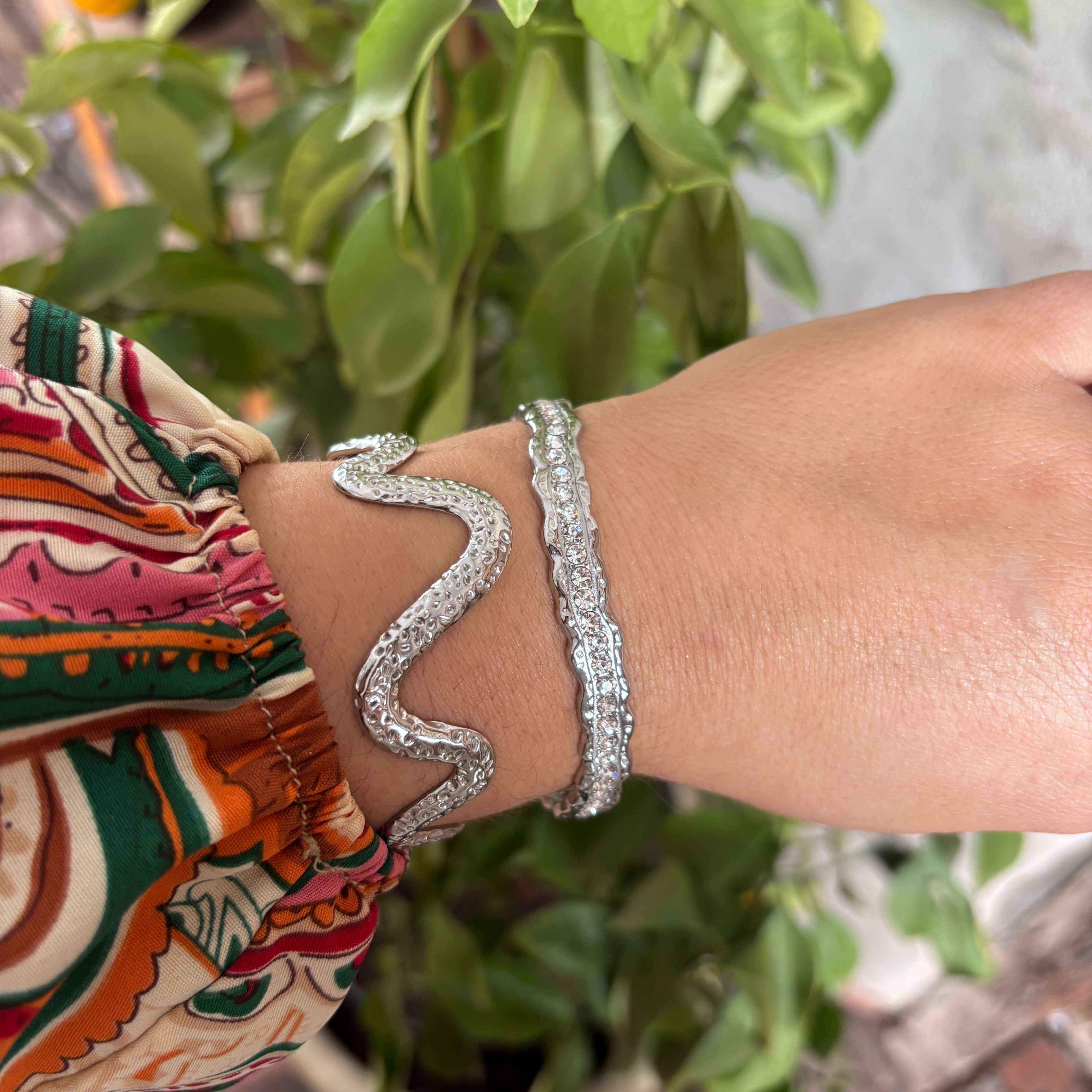 Wolff Jewelry Rustic Wave Bangle Armbånd Sølvfarvet