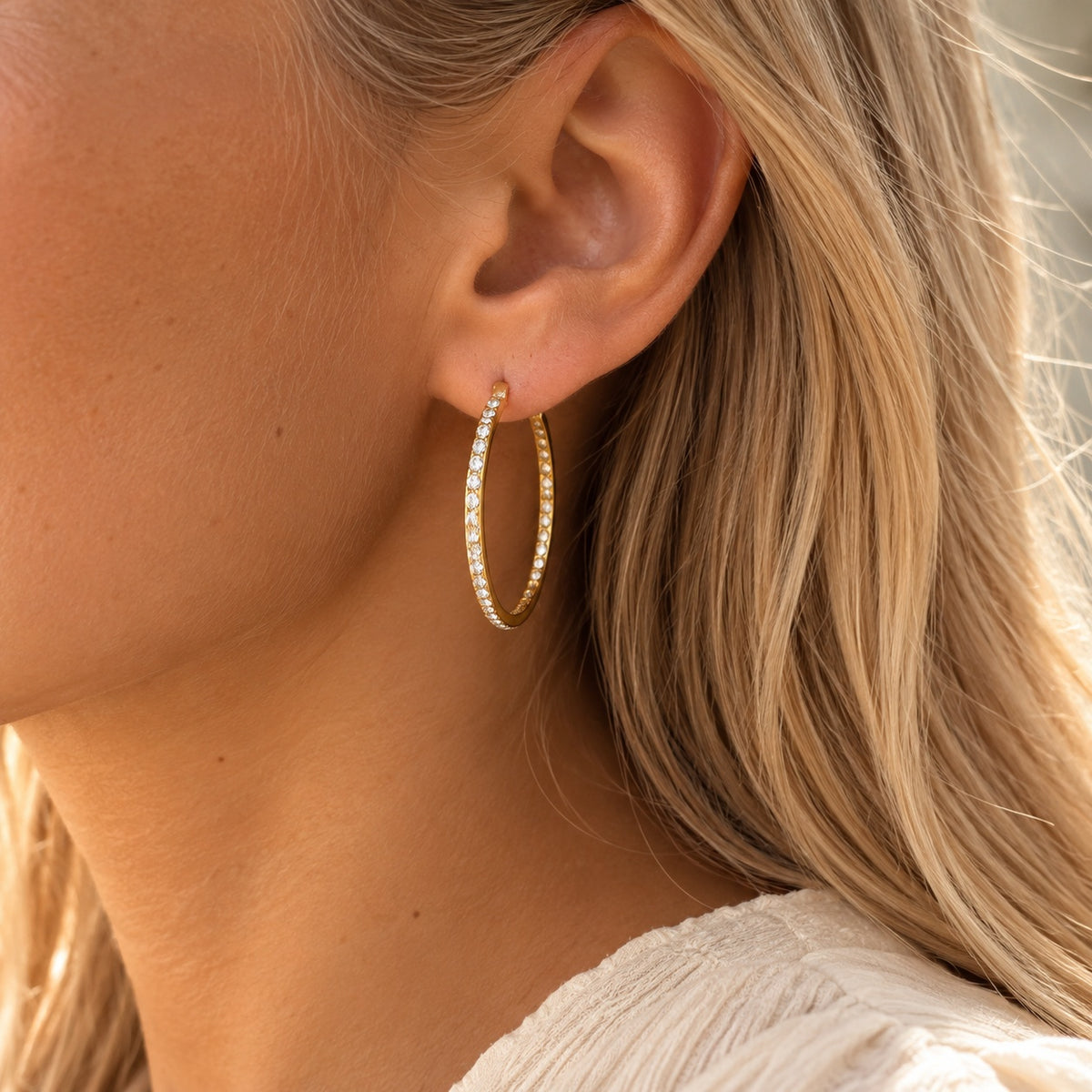 Wolff Jewelry Tara Hoops 32mm Øreringe 18 karat guldbelagt