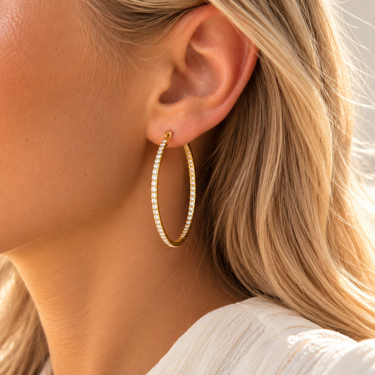 Wolff Jewelry Tara Hoops 40mm Øreringe 18 karat guldbelagt