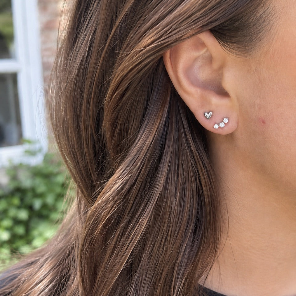 Wolff Jewelry Three Crystal Earstud Øreringe Sølvfarvet
