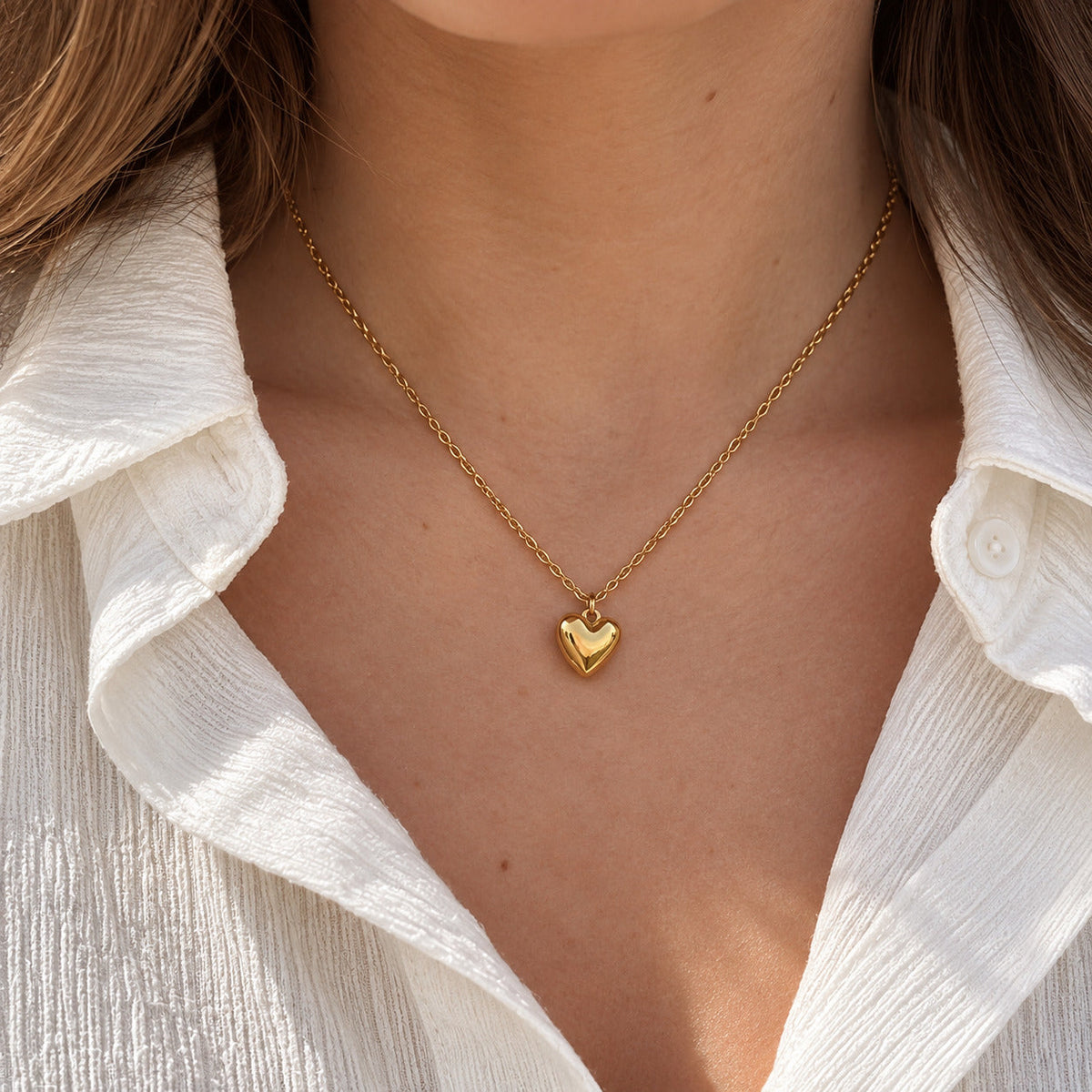 Wolff Jewelry Love Heart Necklace 40cm Halskæder 18 karat guldbelagt