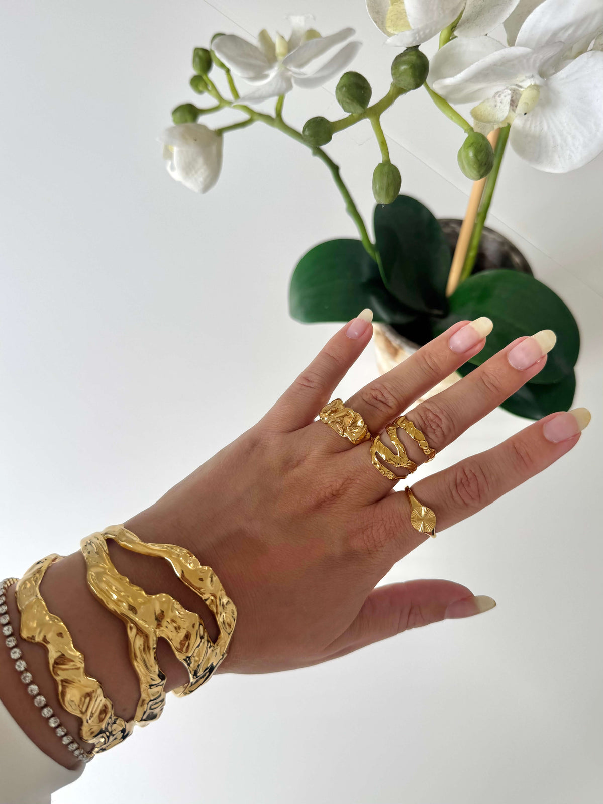 Wolff Jewelry Bastic Big Ring Ringe 18 karat guldbelagt