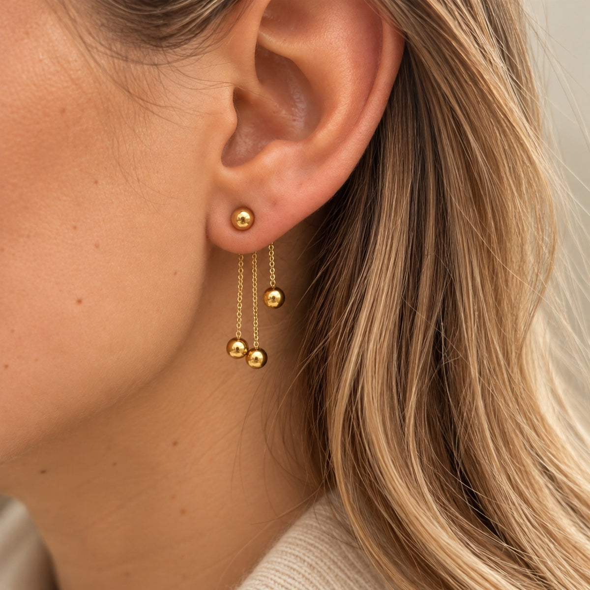 Wolff Jewelry Big Boble Earrings Øreringe 18 karat guldbelagt