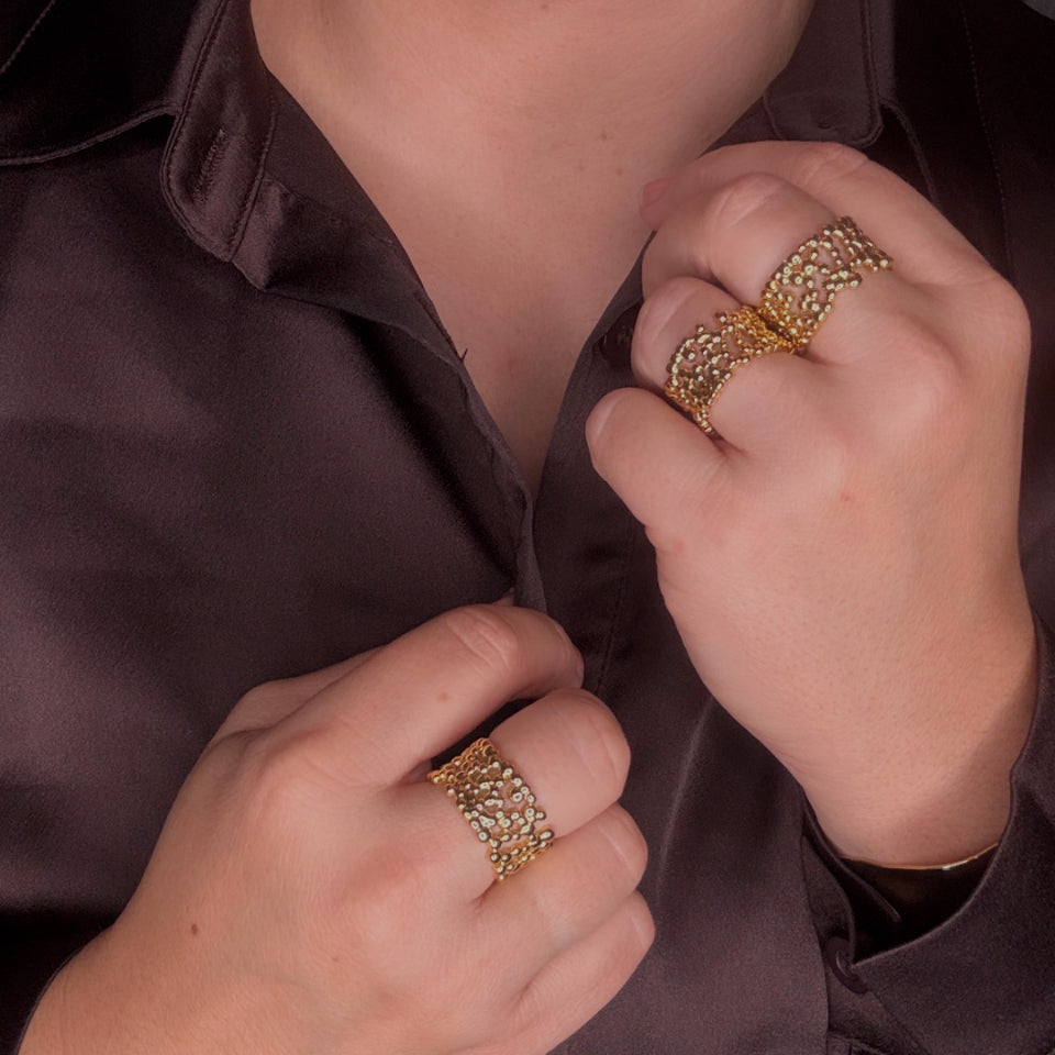 Wolff Jewelry Big Boble Ring Ringe 18 karat guldbelagt