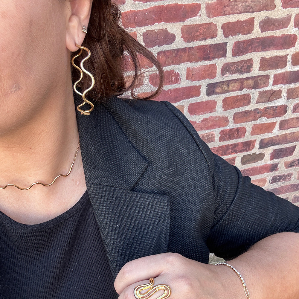 Wolff Jewelry Big Wavy Hoops Øreringe 18 karat guldbelagt