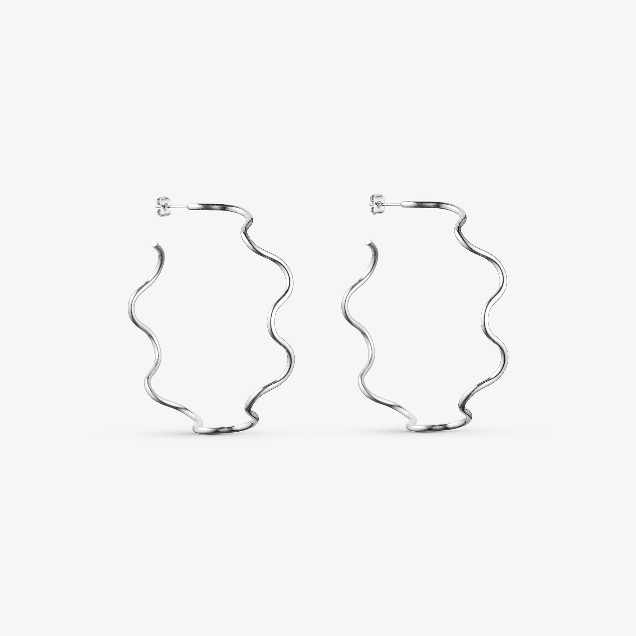 Wolff Jewelry Big Wavy Hoops Øreringe Sølvfarvet