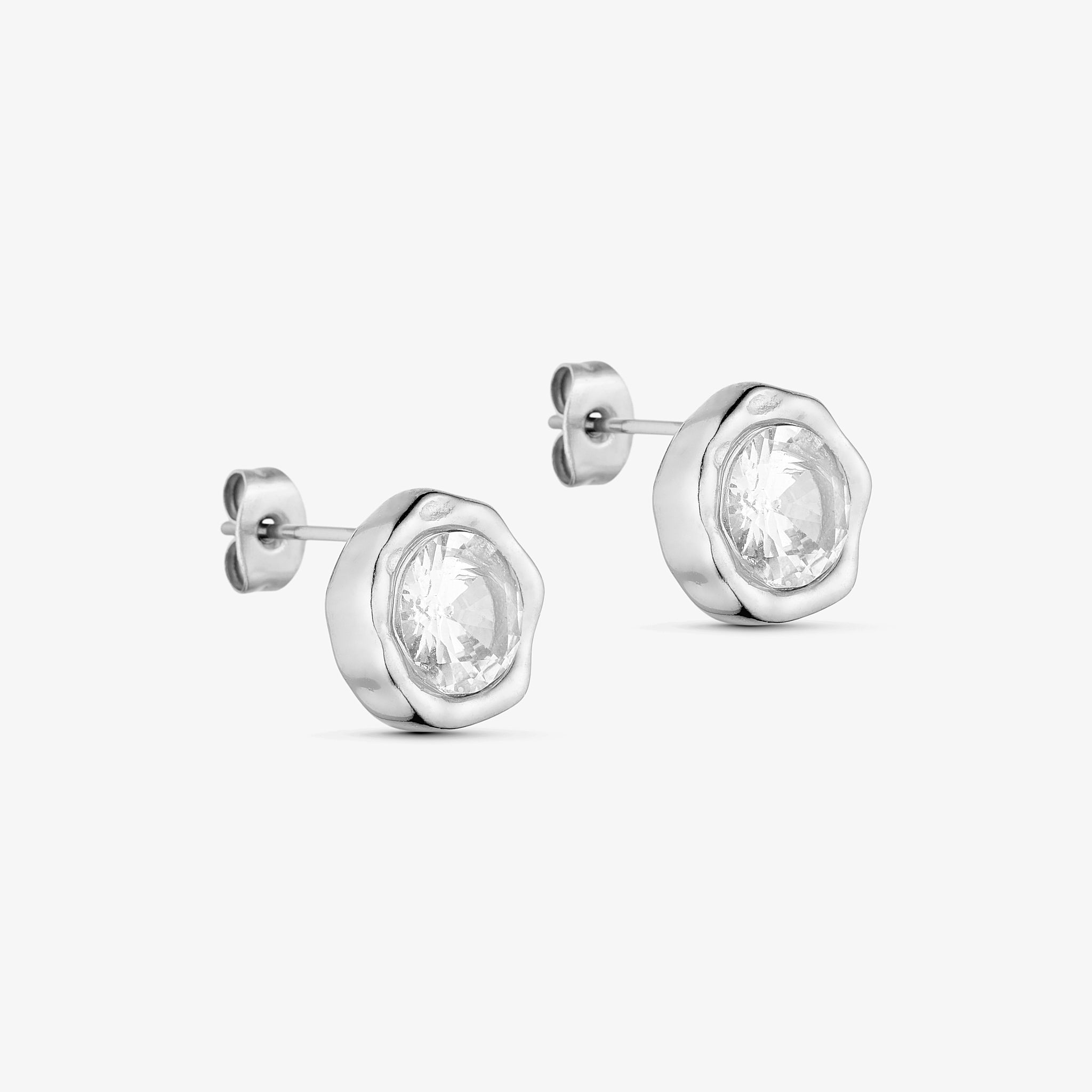 Wolff Jewelry Boble Crystal Earstud Ringe Sølvfarvet