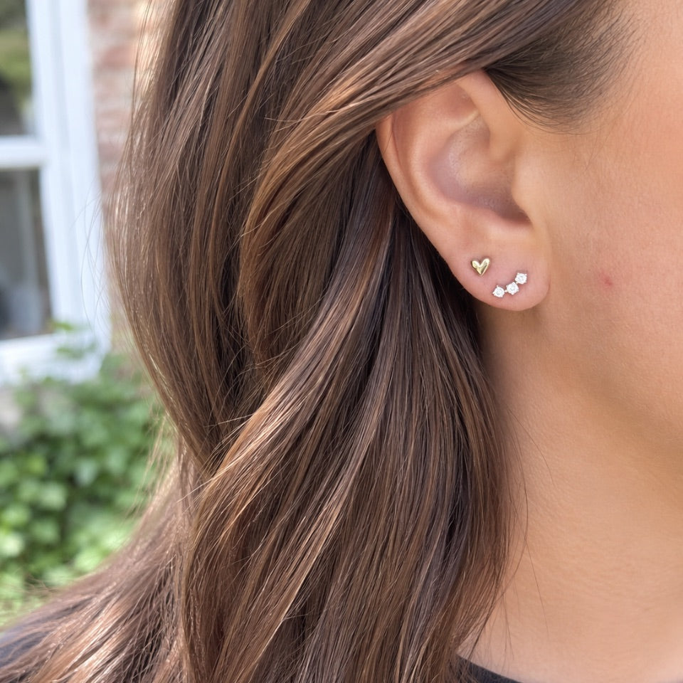 Wolff Jewelry Bomby Heart Studs 4mm Øreringe 18 karat guldbelagt