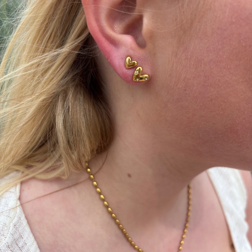 Wolff Jewelry Bomby Heart Studs 6mm Øreringe 18 karat guldbelagt