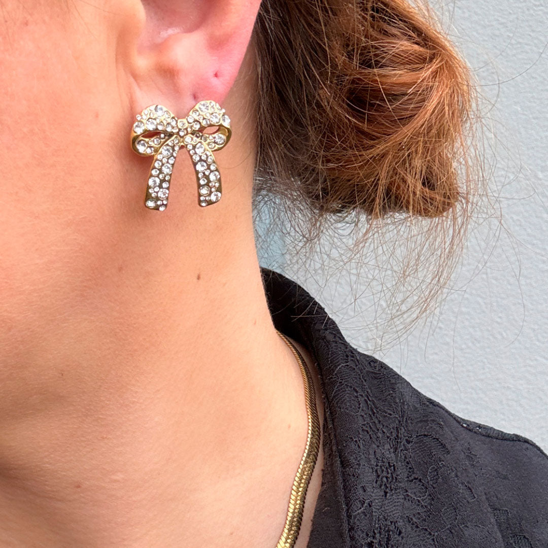 Wolff Jewelry Bow Glitter Earring Øreringe 18 karat guldbelagt