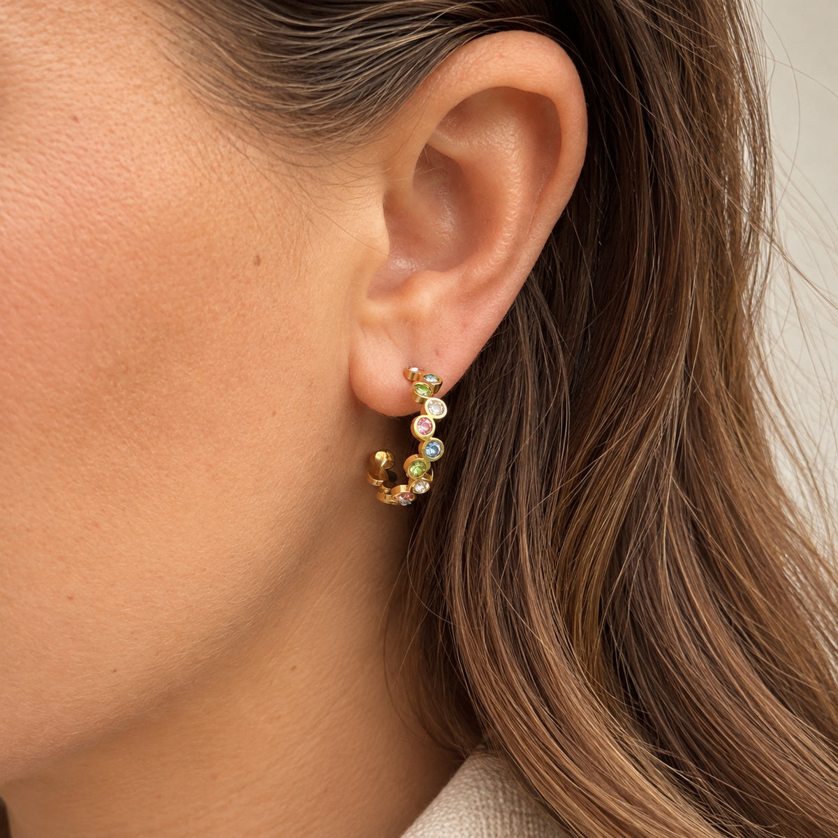 Wolff Jewelry Colorful Hoops Øreringe 18 karat guldbelagt