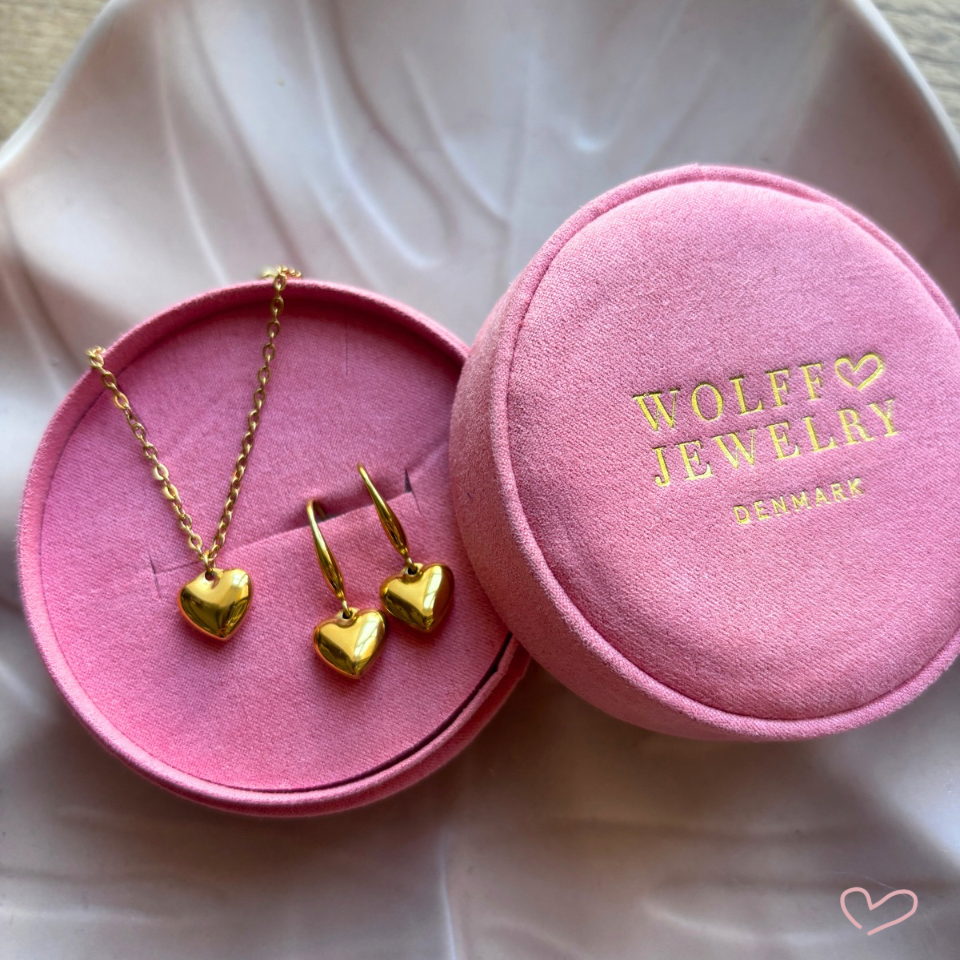 Love Heart Necklace + Hoops - Gold