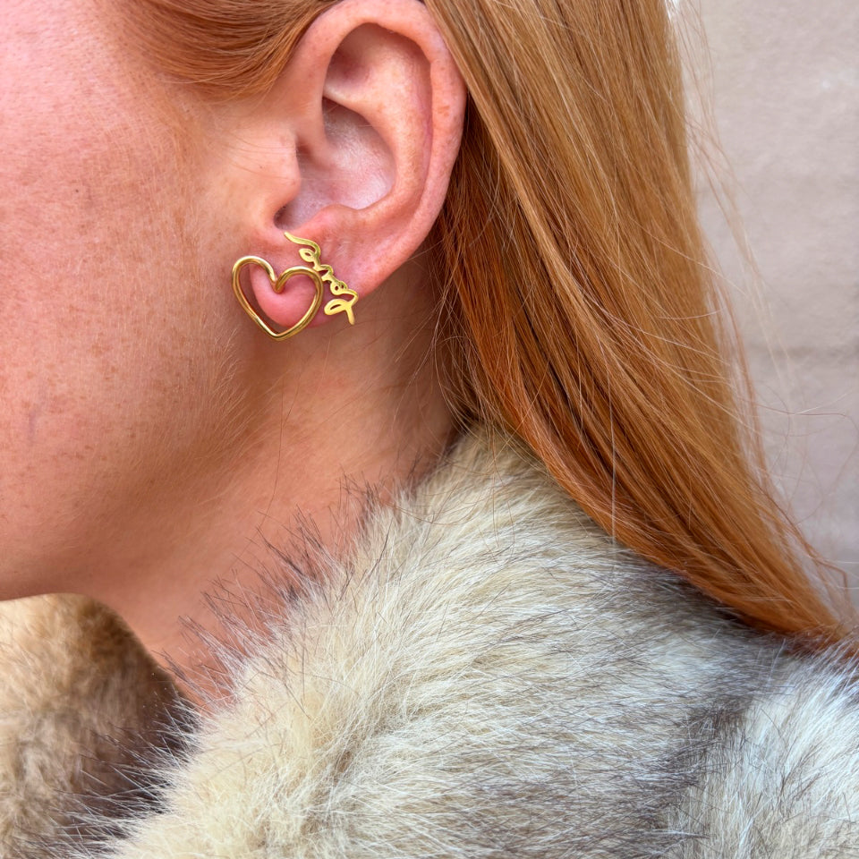 Wolff Jewelry Luna Love Studs Øreringe 18 karat guldbelagt