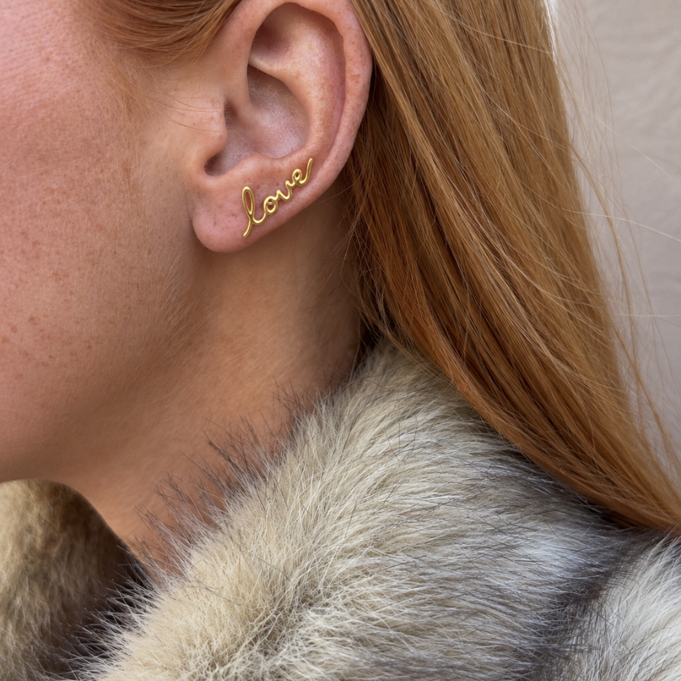 Wolff Jewelry Luna Love Studs Øreringe 18 karat guldbelagt