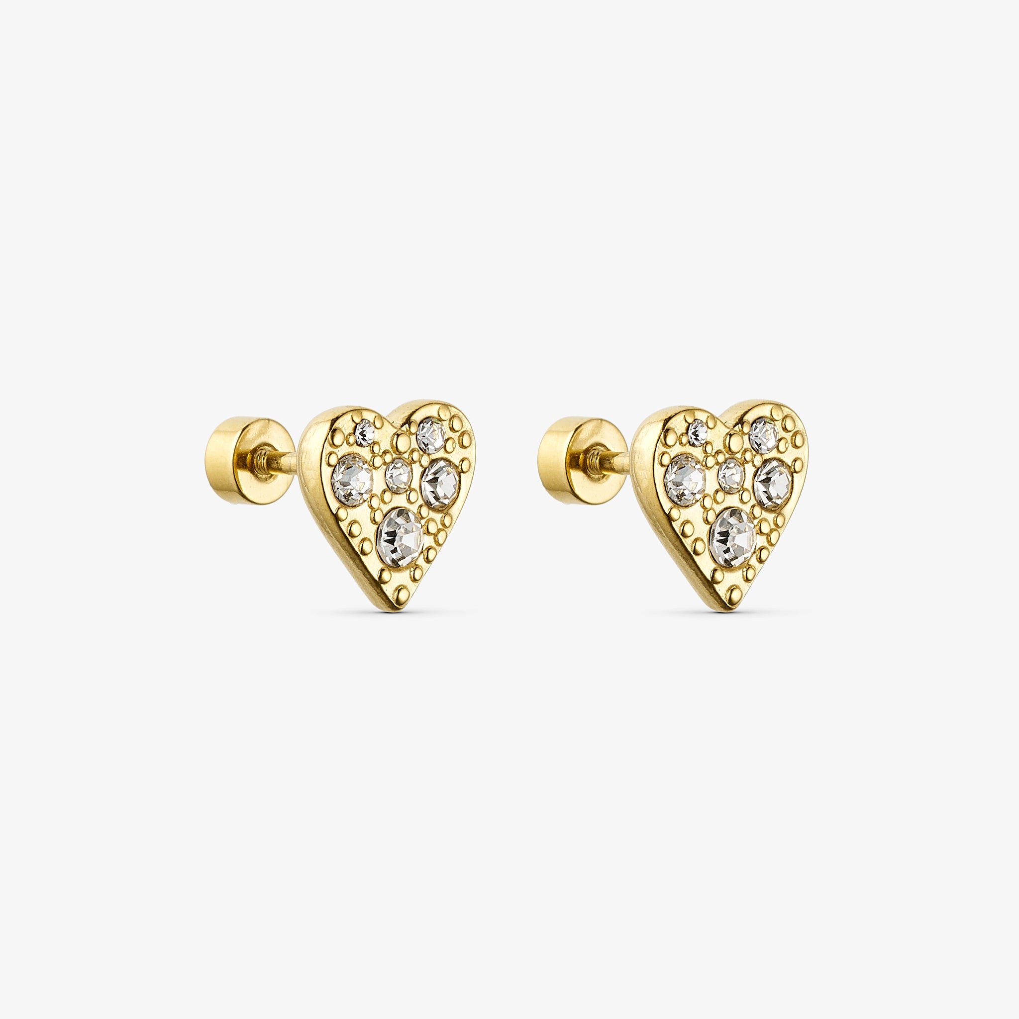 Wolff Jewelry Mini Shine Heart Earstud Øreringe 18 karat guldbelagt