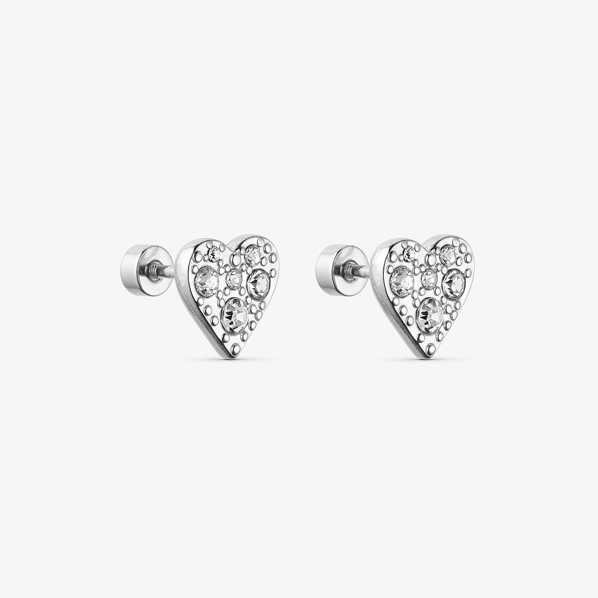 Wolff Jewelry Mini Shine Heart Earstud Øreringe Sølvfarvet