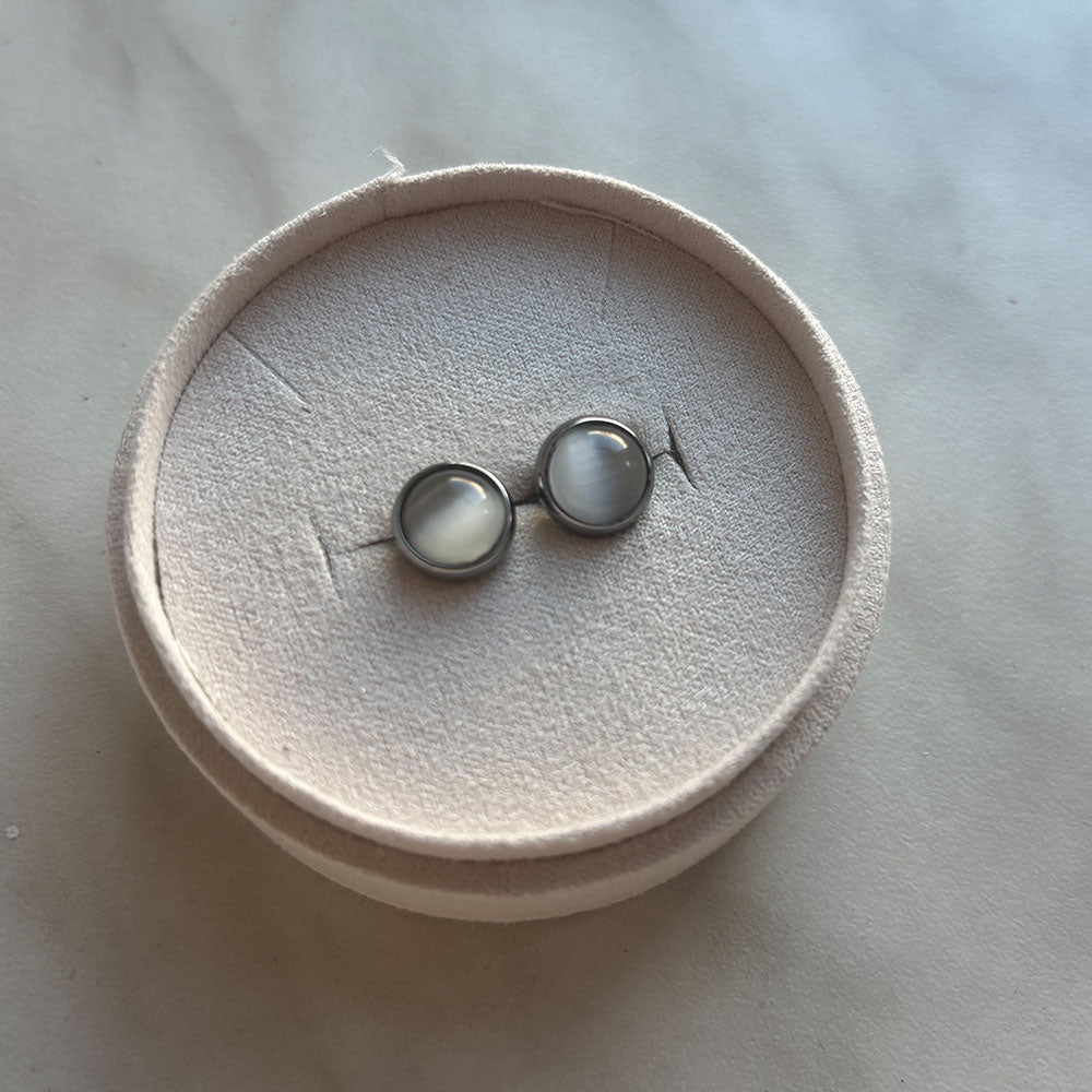 Wolff Jewelry Moon Earring - Beige  Sølvfarvet