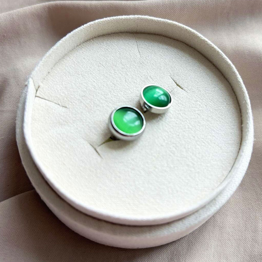 Wolff Jewelry Moon Earrings Light Green Øreringe Sølvfarvet