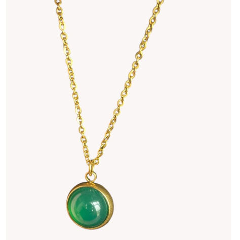 Wolff Jewelry Moon Necklace Green Halskæde 18 karat guldbelagt