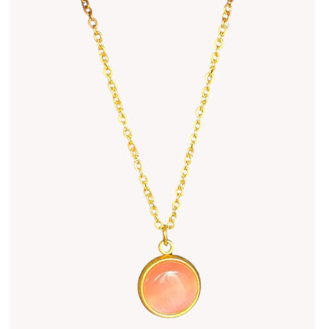 Wolff Jewelry Moon Necklace Rosa 10mm  18 karat guldbelagt