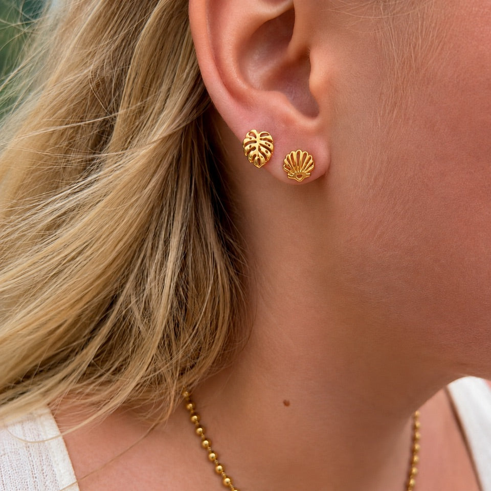 Wolff Jewelry Open Shell Earstud Øreringe 18 karat guldbelagt