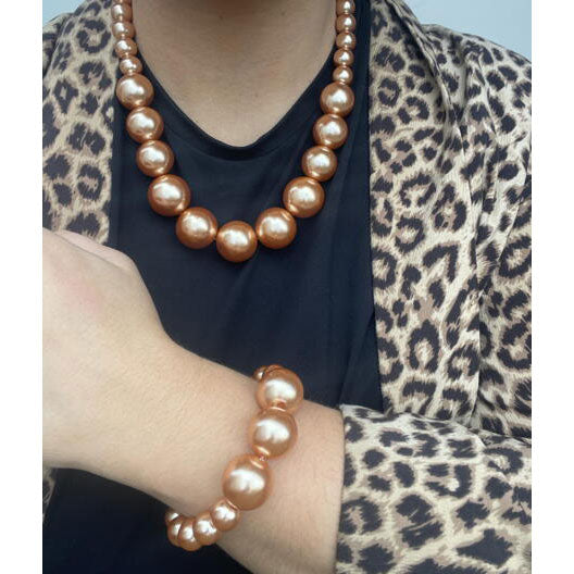 Wolff Jewelry PARTY EDITION SET - Giant Pearls - Necklace, Bracelet and Earrings Halskæder Golden