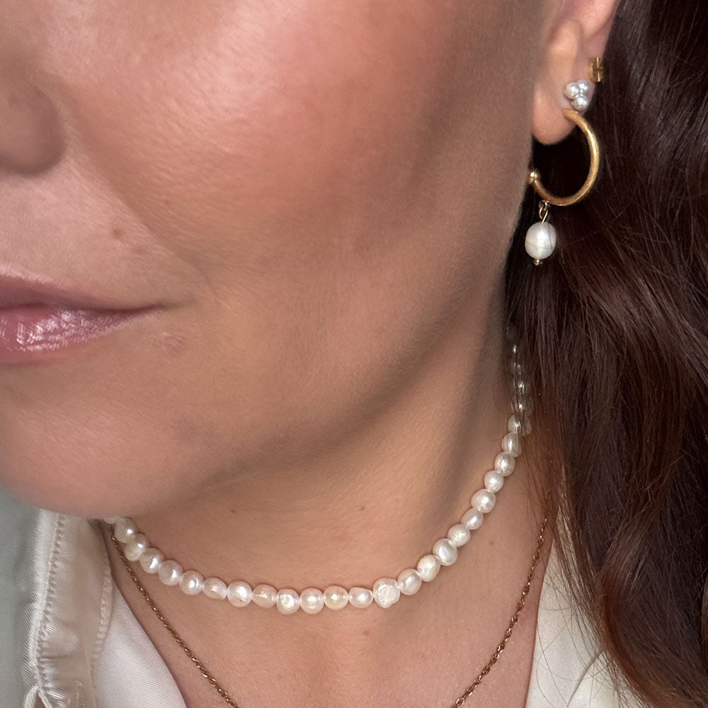 Wolff Jewelry Pearly Hoops Øreringe 18 karat guldbelagt