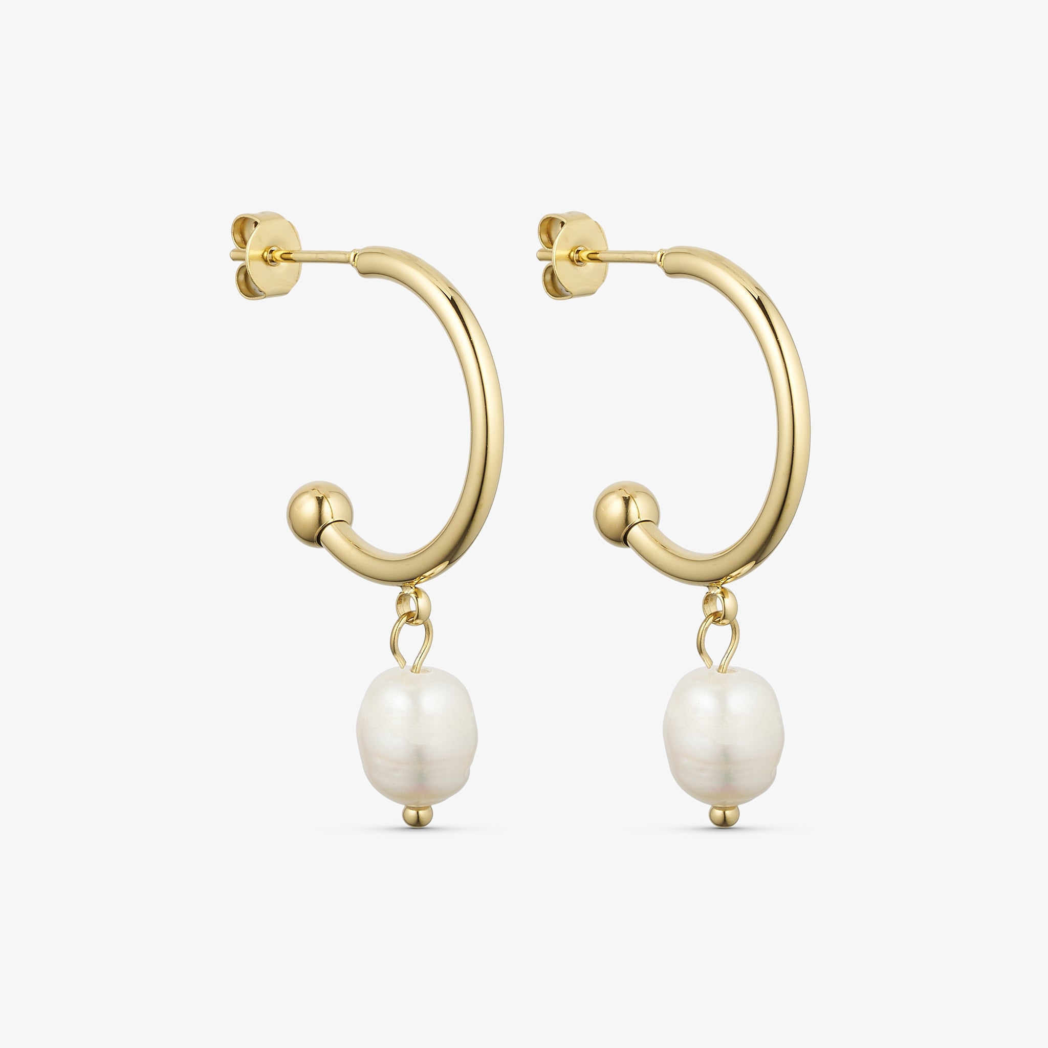 Wolff Jewelry Pearly Hoops Øreringe 18 karat guldbelagt