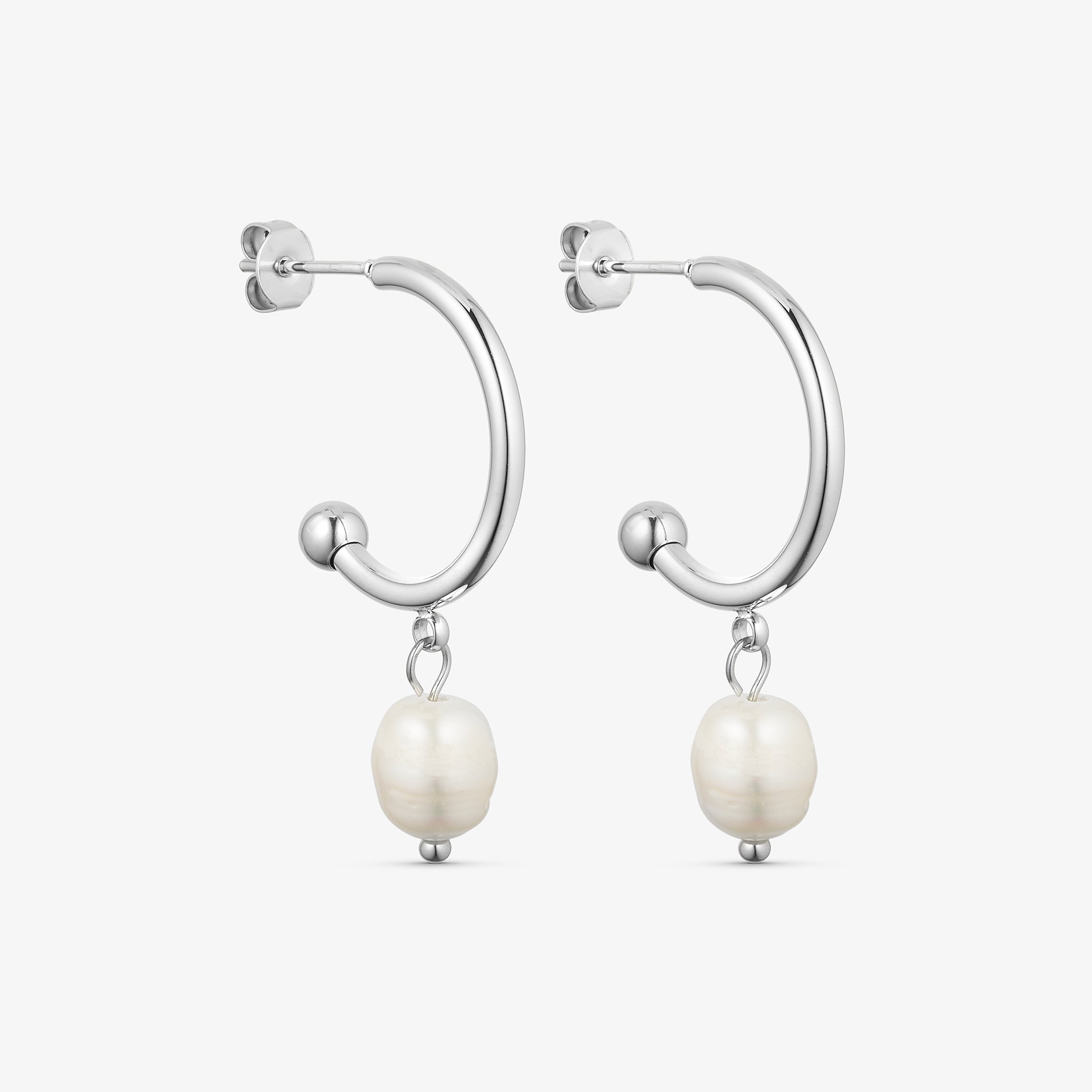 Wolff Jewelry Pearly Hoops Øreringe Sølvfarvet