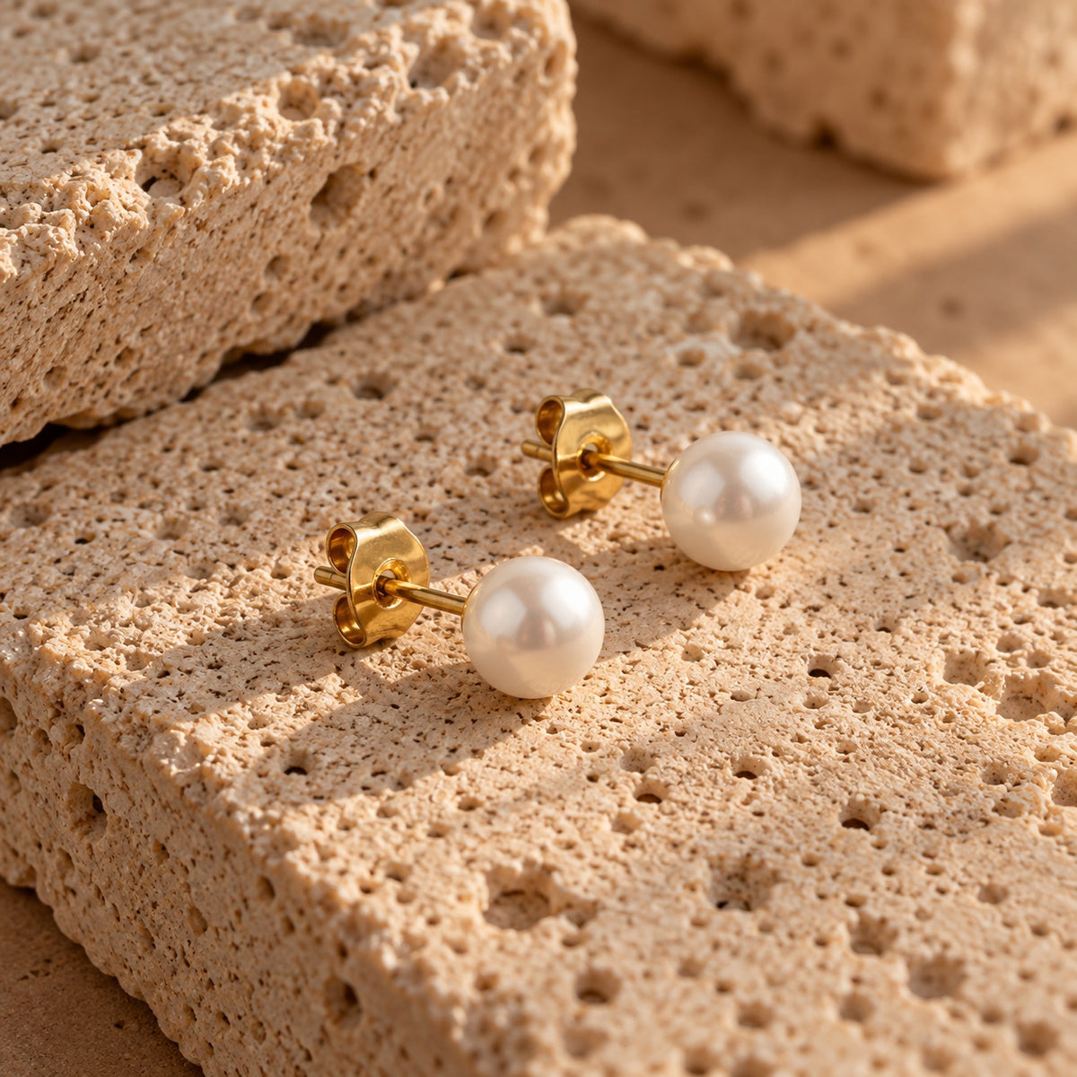 Wolff Jewelry Pretty Pearl Earring Øreringe 18 karat guldbelagt