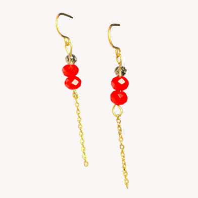 Wolff Jewelry Red Chain Earring Øreringe 18 karat guldbelagt