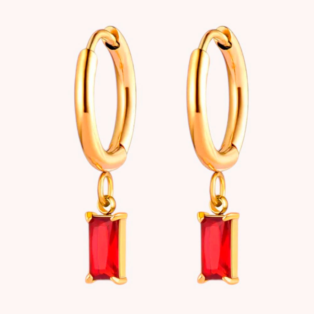 Wolff Jewelry Red Square Hoop Øreringe 18 karat guldbelagt