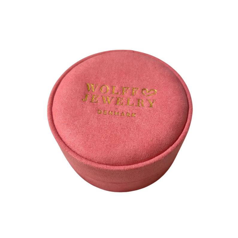 Wolff Jewelry Round velvet box w. gold logo - small POS material Dusty Pink